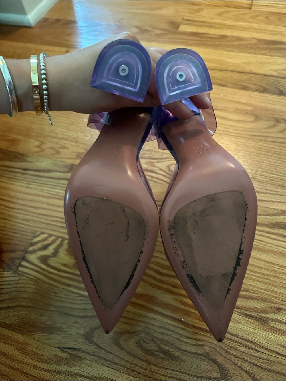 Amina Muaddi Holli Glass PVC Slingback Pumps